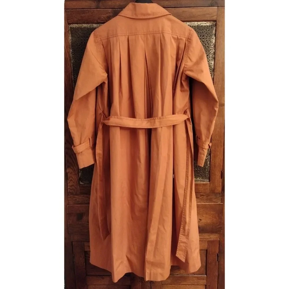 Vintage Foxland by Lanson Trench Raincoat with Waist Belt, Size 8, Light Orange